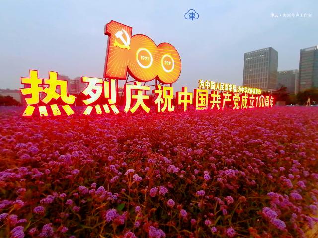近日,由天津市城市管理委组织的庆祝建党一百周年精品主题花坛作品